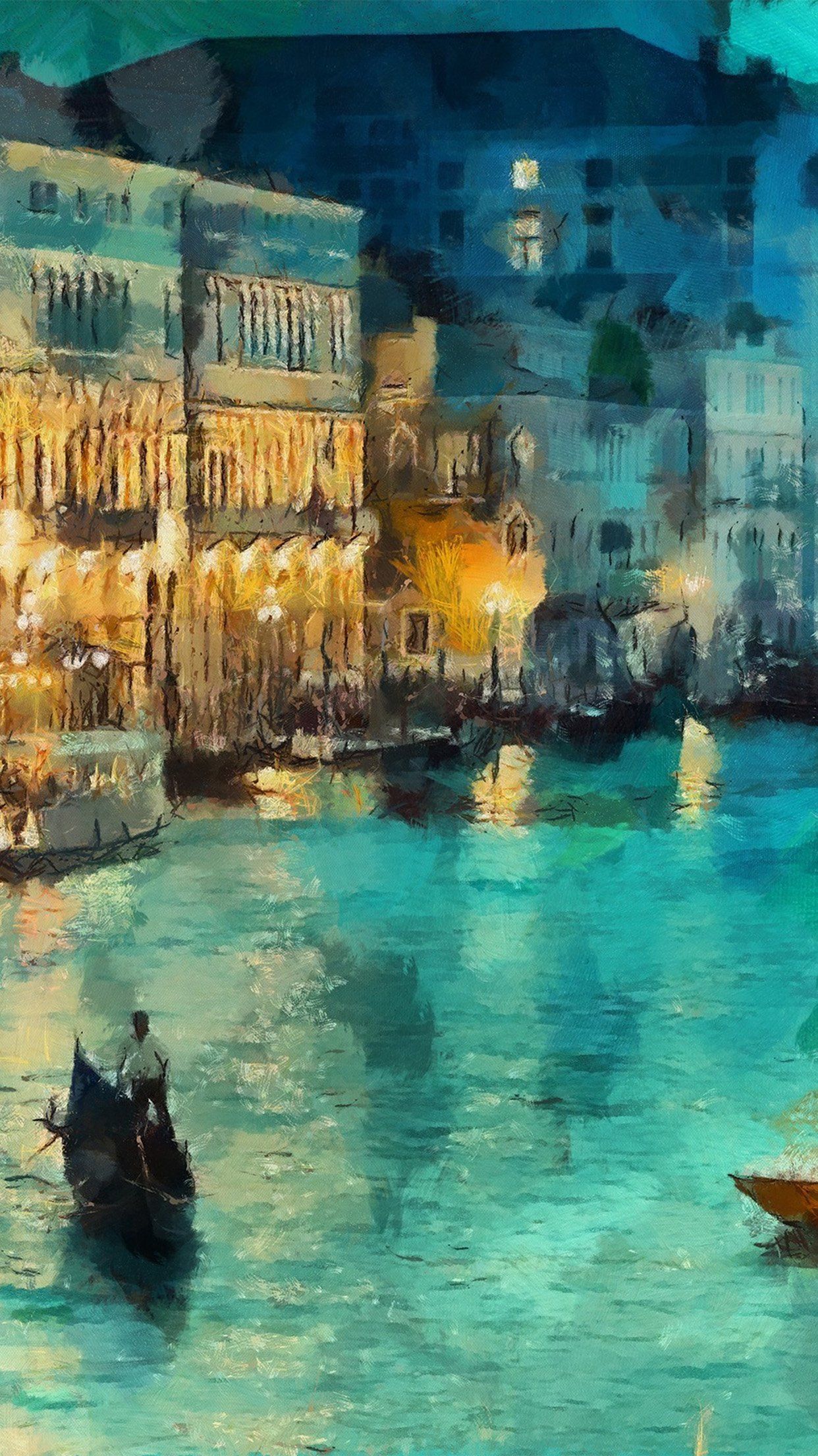 Dipinto Venezia canale gondola, 1242x2208 Verticale, Telefono