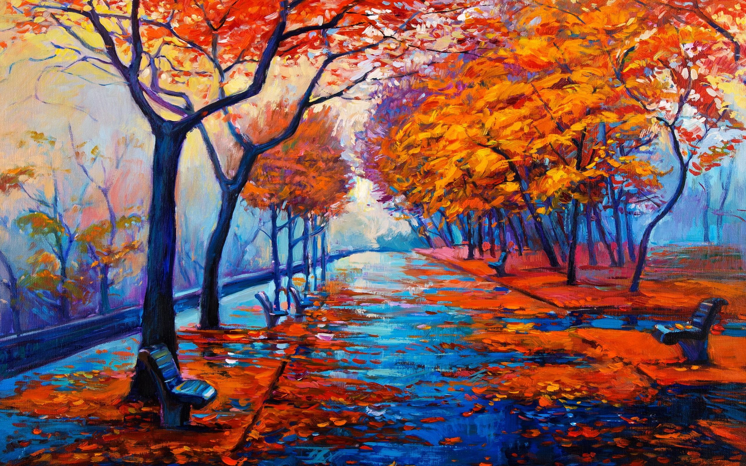 viale autunnale alberi arancioni, 2560x1600 WQXGA, Desktop