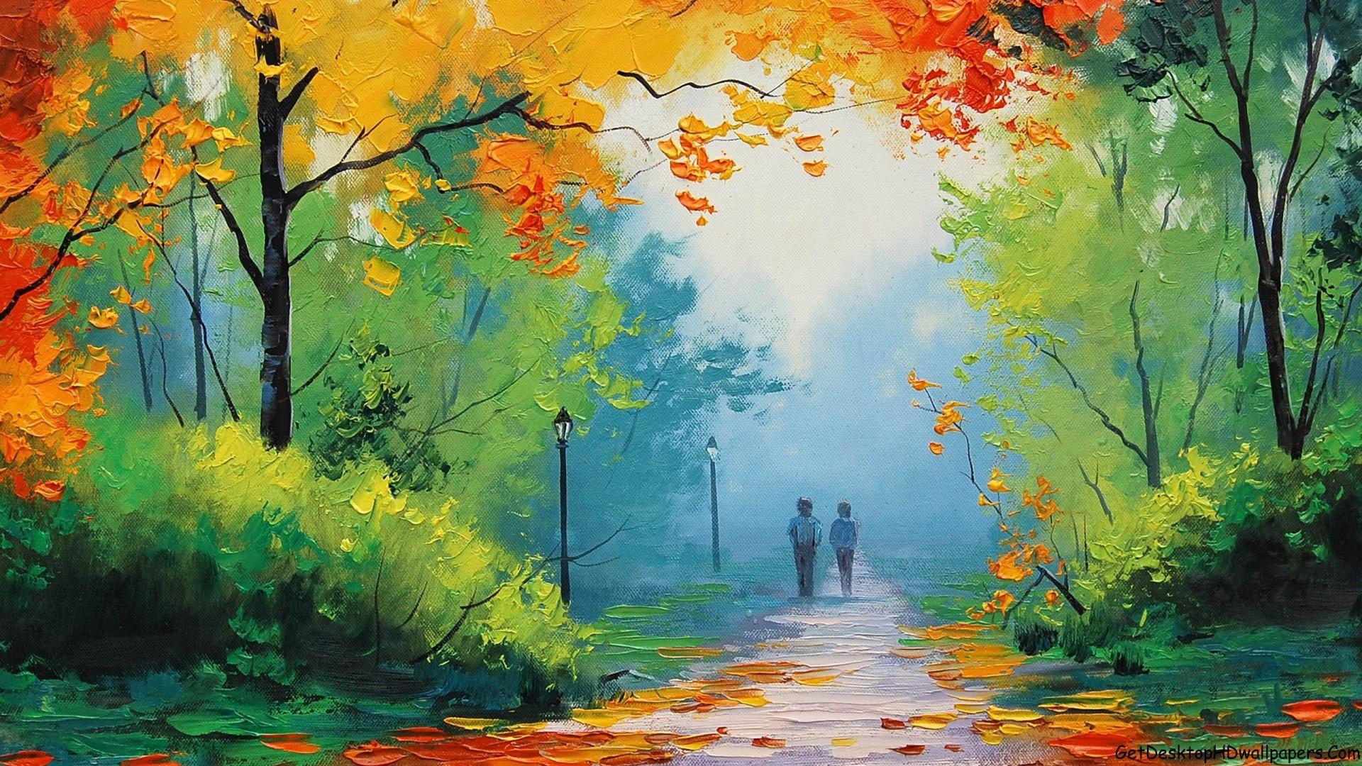coppia sentiero bosco autunnale, 1920x1080 1080p, PC Desktop