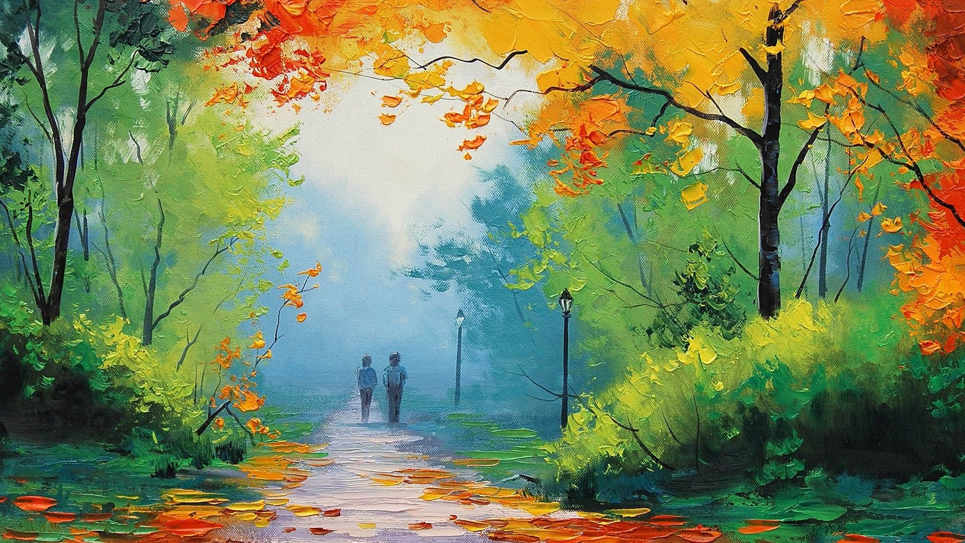 coppia sentiero nebbia autunno, 1920x1081 Full HD 1080p, Laptop