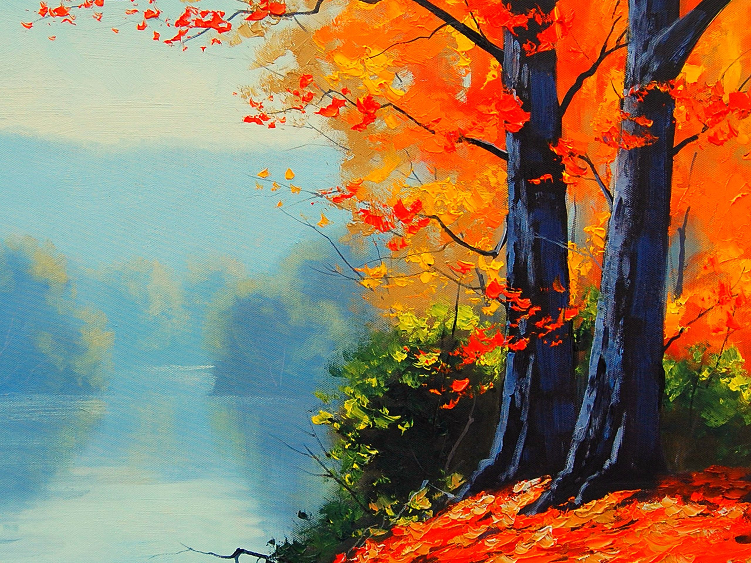 lago autunnale alberi arancioni, 2560x1920 2K+, PC