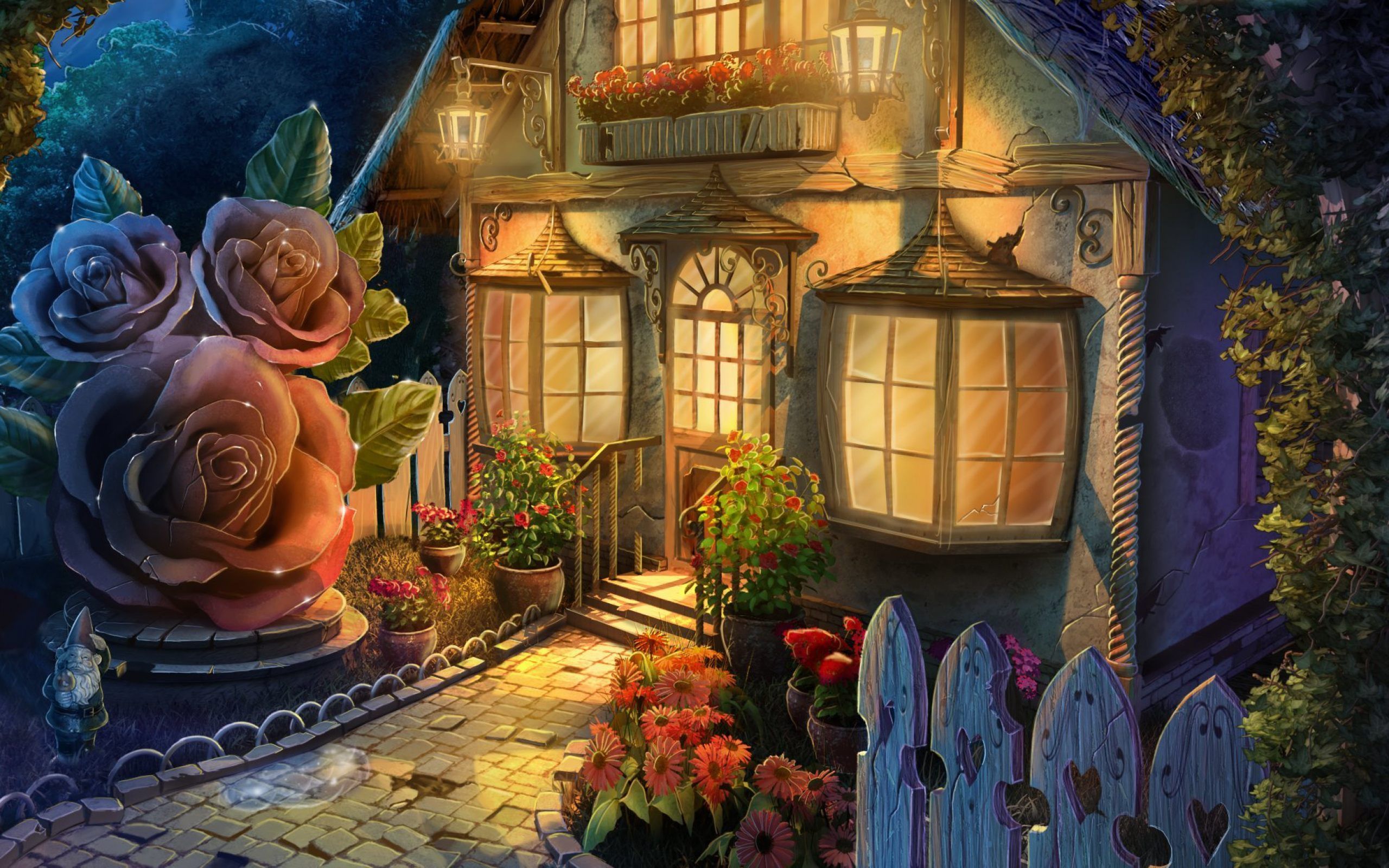 casetta rose giardino notturno, 2560x1600 WQXGA, MacBook Pro