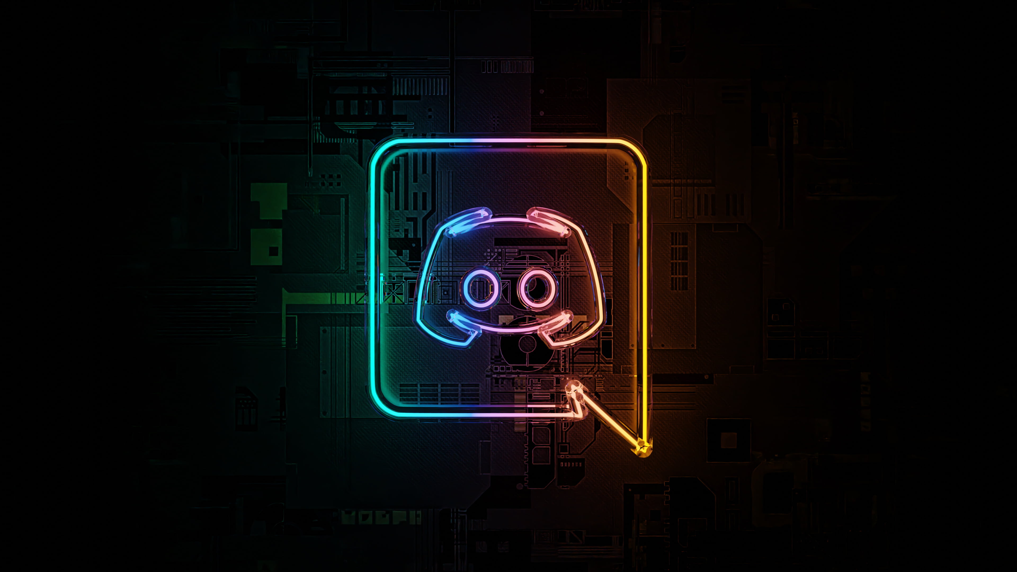 Logo Discord neon outrun, 3840x2160 4K, Desktop 4K