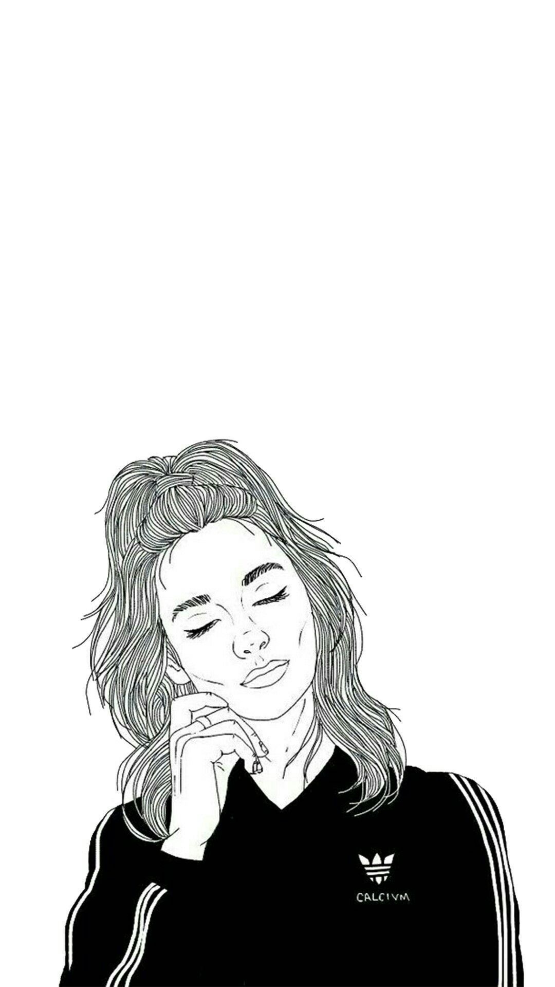 Ragazza disegno line art, 1080x1920 Full HD Verticale, iPhone