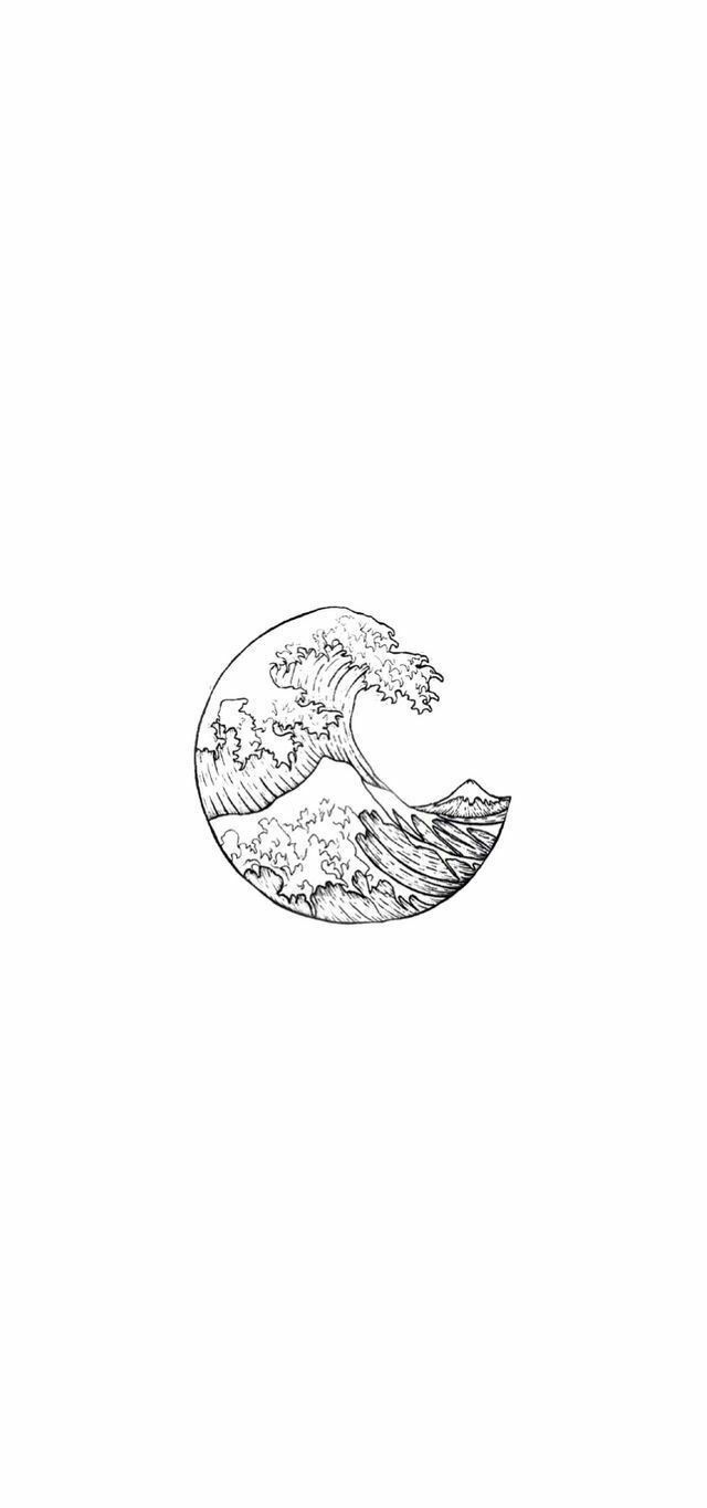 Disegno onda giapponese circolare, 640x1365 Verticale, Telefono