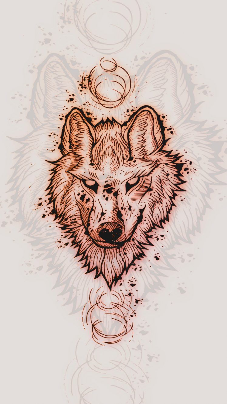 Disegno testa di lupo, 748x1330 Verticale, Mobile