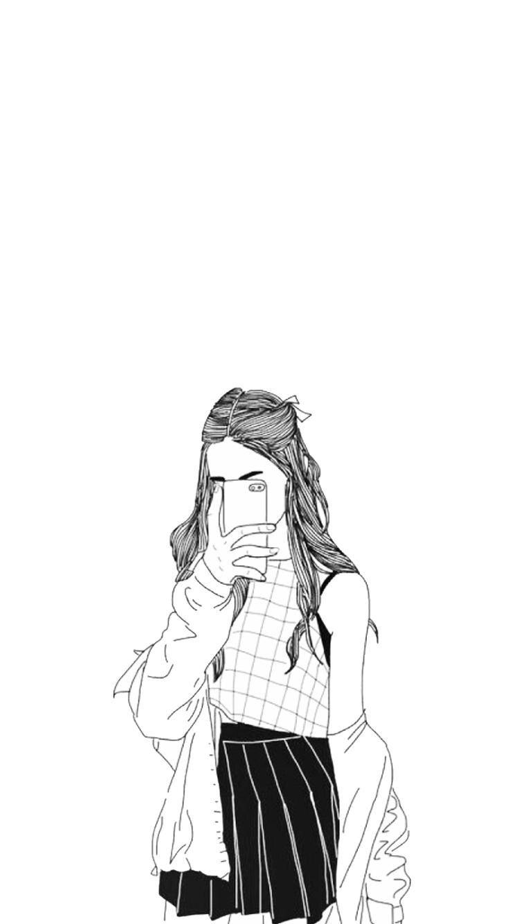 Ragazza disegno bianco e nero, 750x1334 Verticale, Mobile