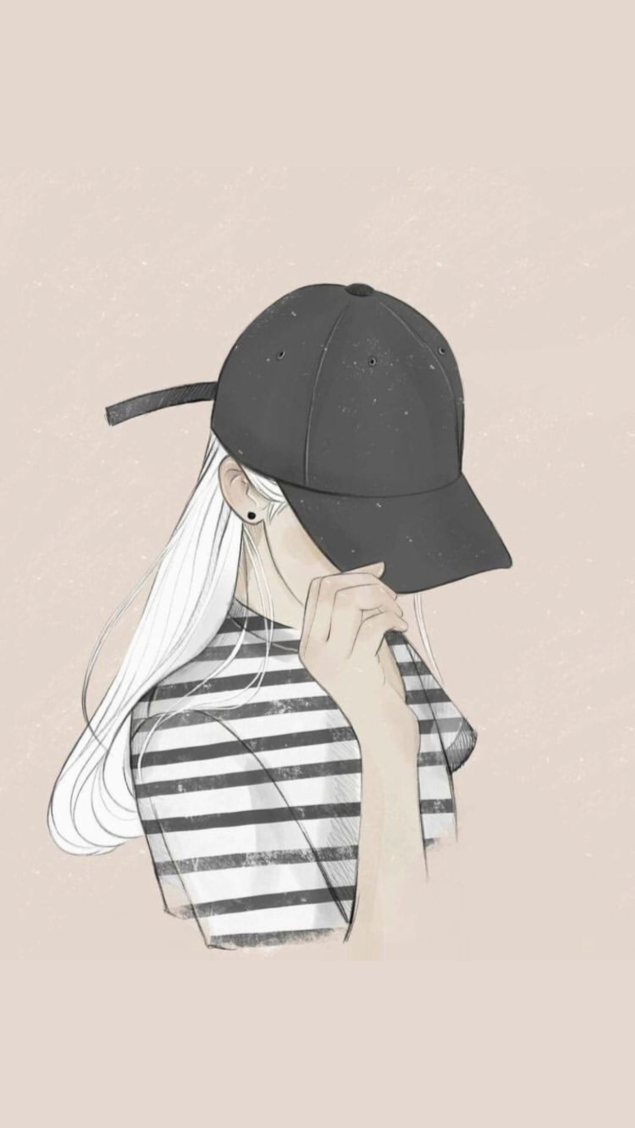 Ragazza disegnata con cappellino, 1242x2208 Full HD Verticale, iPhone