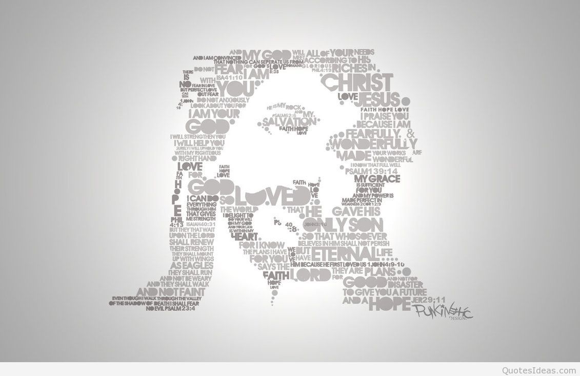 Silhouette Gesù formata da parole, 1131x734 HD, Desktop