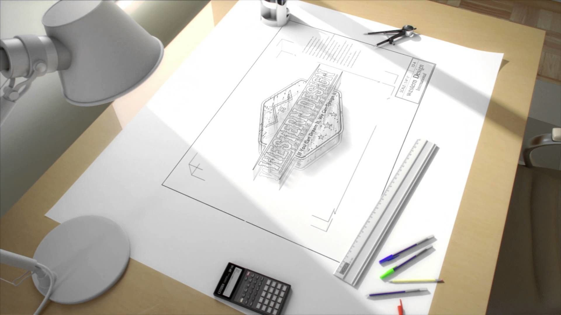 Disegno tecnico architettonico su scrivania, 1920x1080 Full HD, Desktop