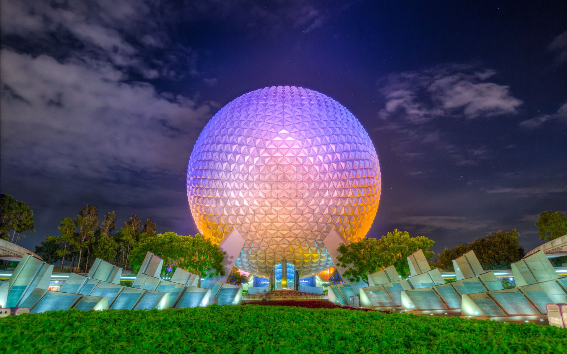 Epcot Spaceship Earth notturna, 1919x1200 HD Ready, Desktop