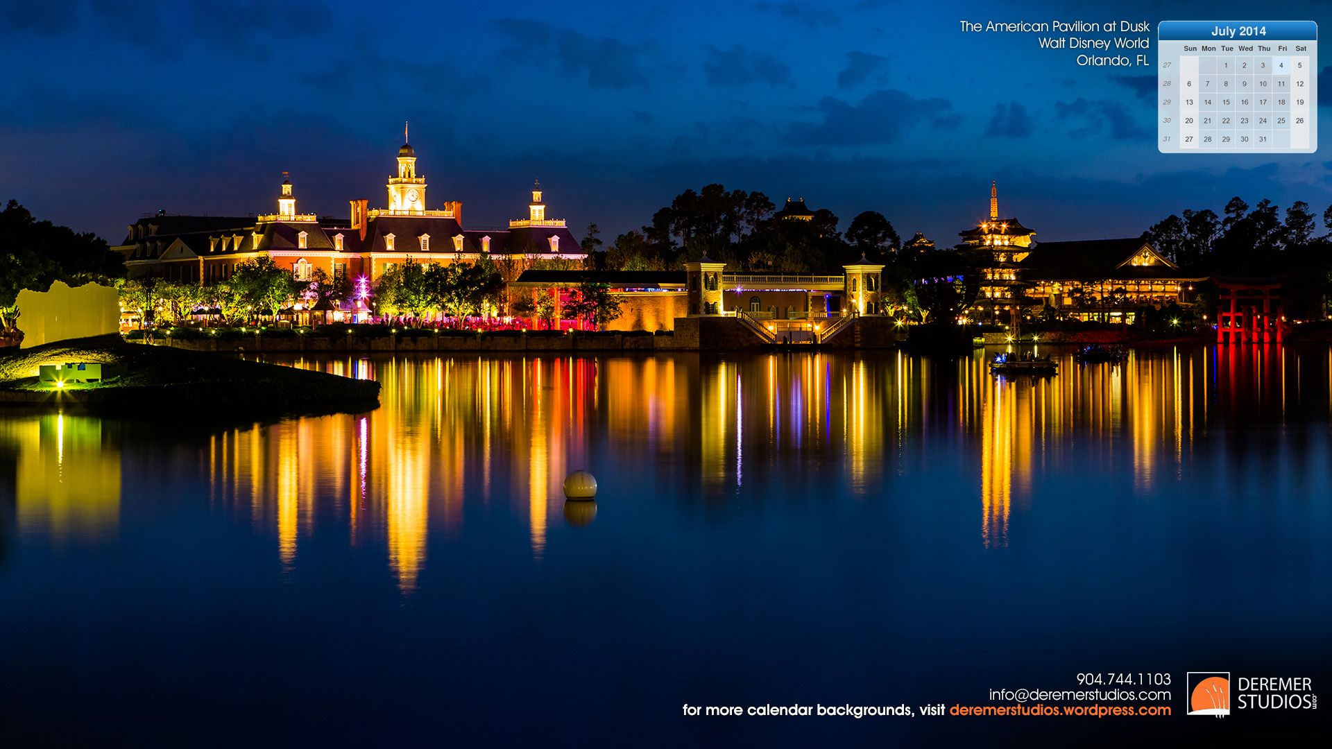 Padiglione americano Epcot notte, 1920x1080 1080p, Desktop