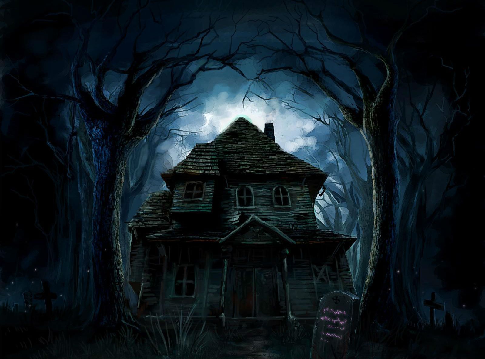 Casa stregata nel bosco notturno, 1600x1182 HD Ready, Desktop