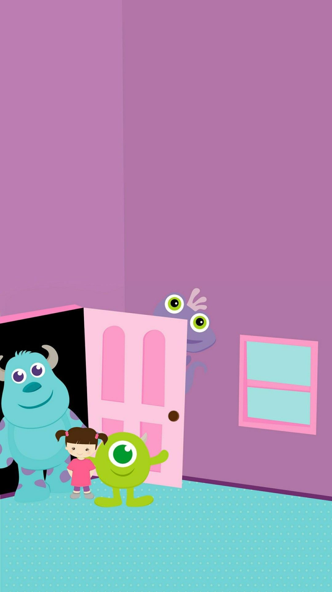 Sulley Mike Boo porta viola, 1079x1920 Full HD Verticale, iPhone