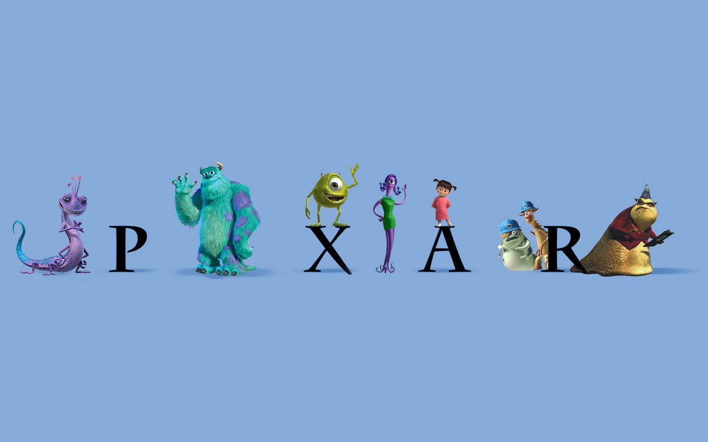 Personaggi Pixar formano parola PIXAR, 1440x900 HD, Desktop
