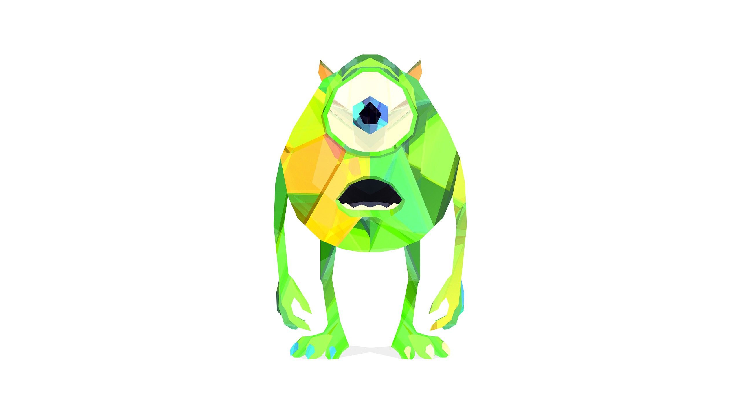 Mike Wazowski low poly verde, 2560x1440 2K, Desktop