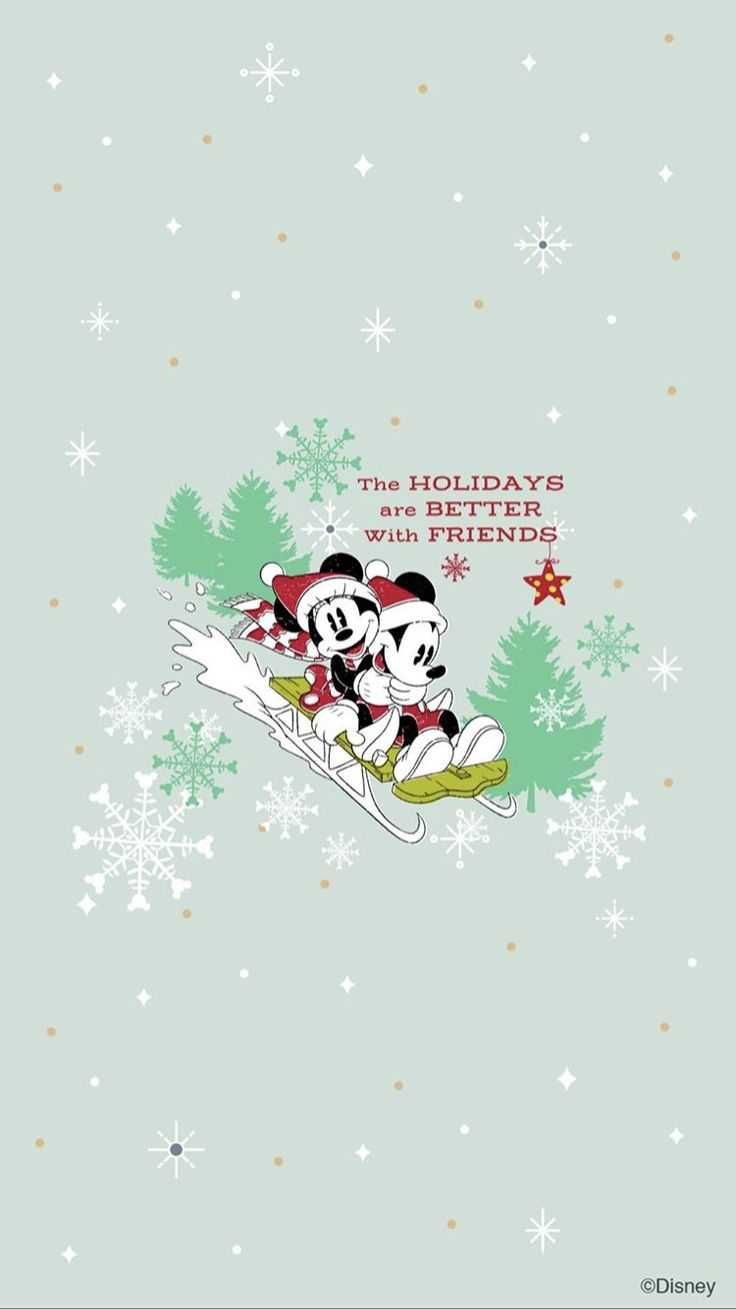 Topolino e Minnie slitta Natale, Minnie Mouse, 736x1309 Verticale, Telefono