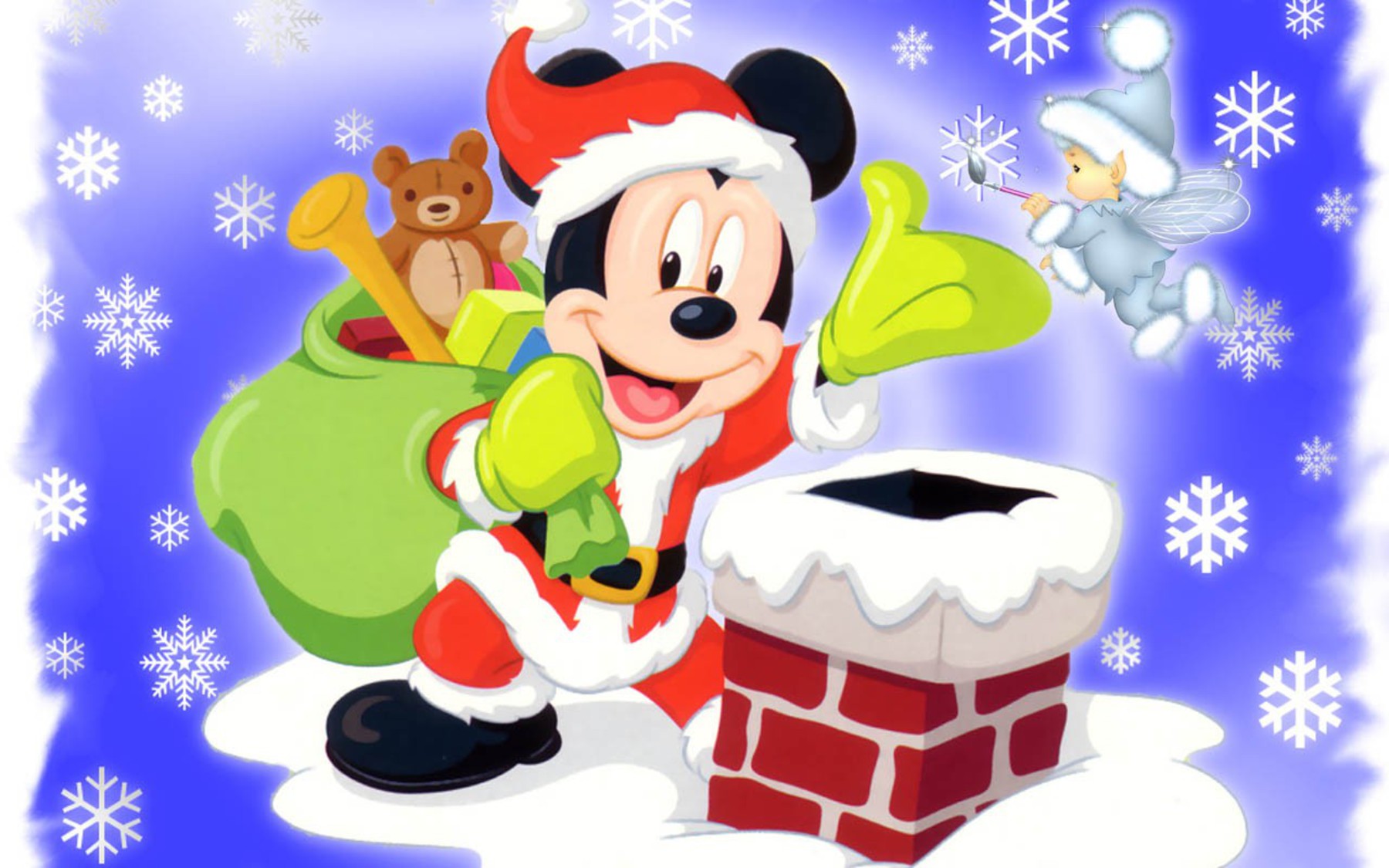 Topolino Babbo Natale camino, 1800x1125 HD Ready, Desktop