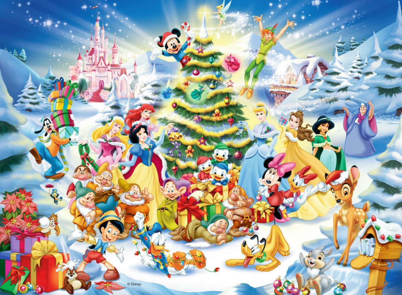 Personaggi Disney albero di Natale, classici d'animazione, 1400x1028 HD, Desktop