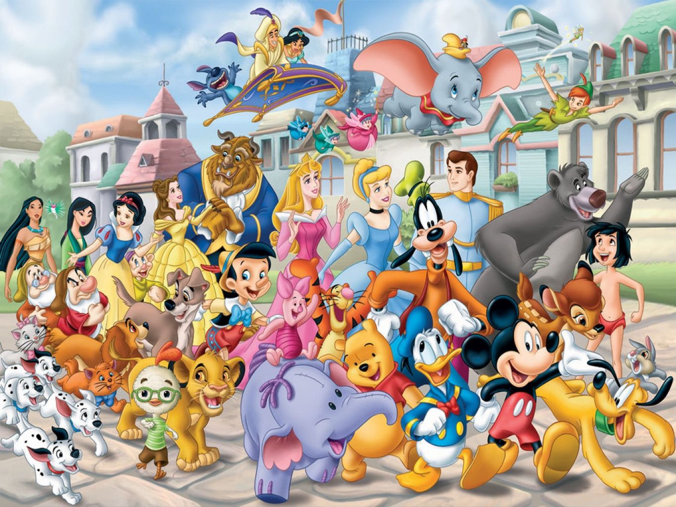 Personaggi Disney gruppo colorato, 1366x1024 HD, Desktop