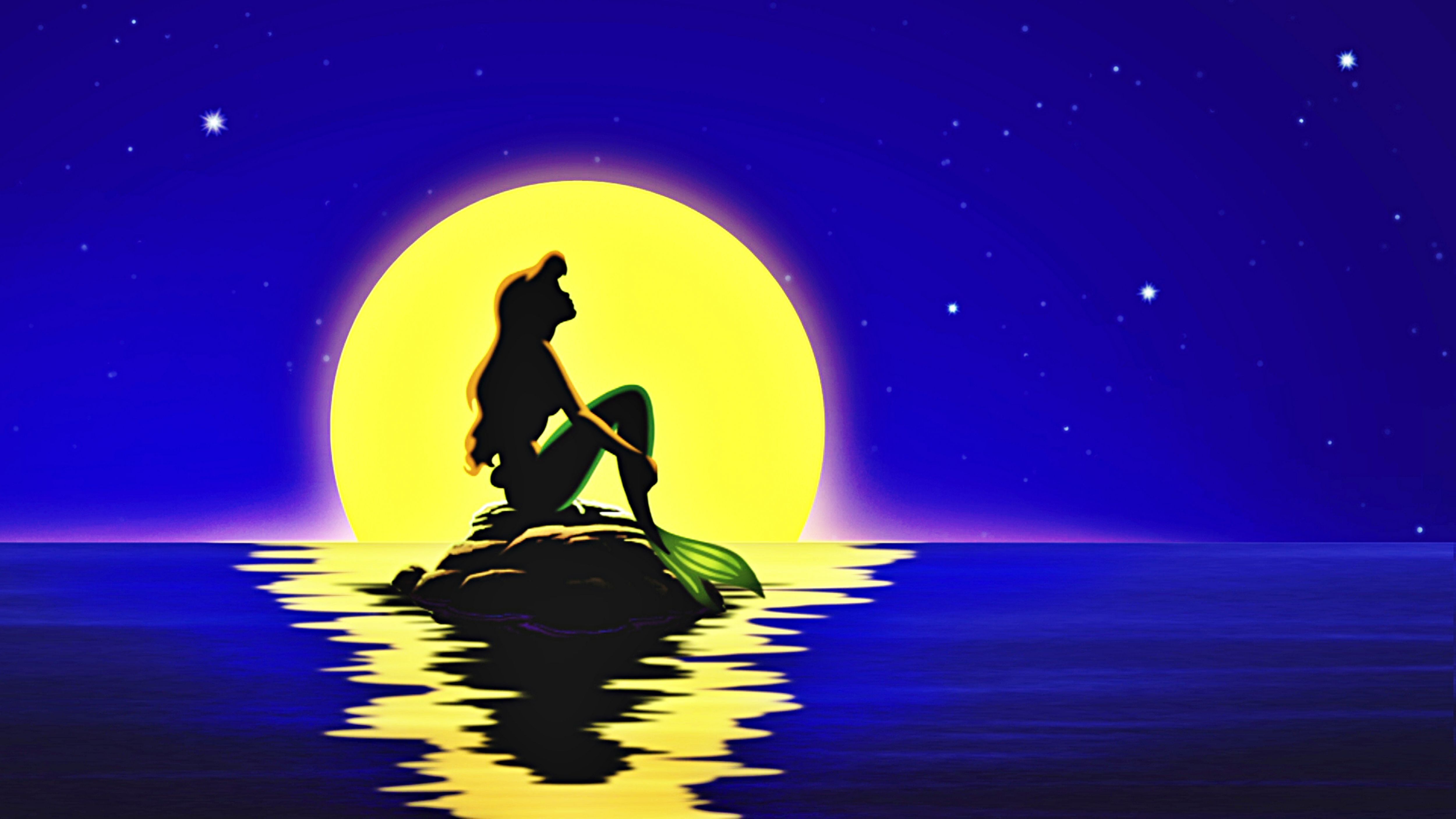 Sirenetta silhouette luna notte, 5000x2813 4K, PC Desktop