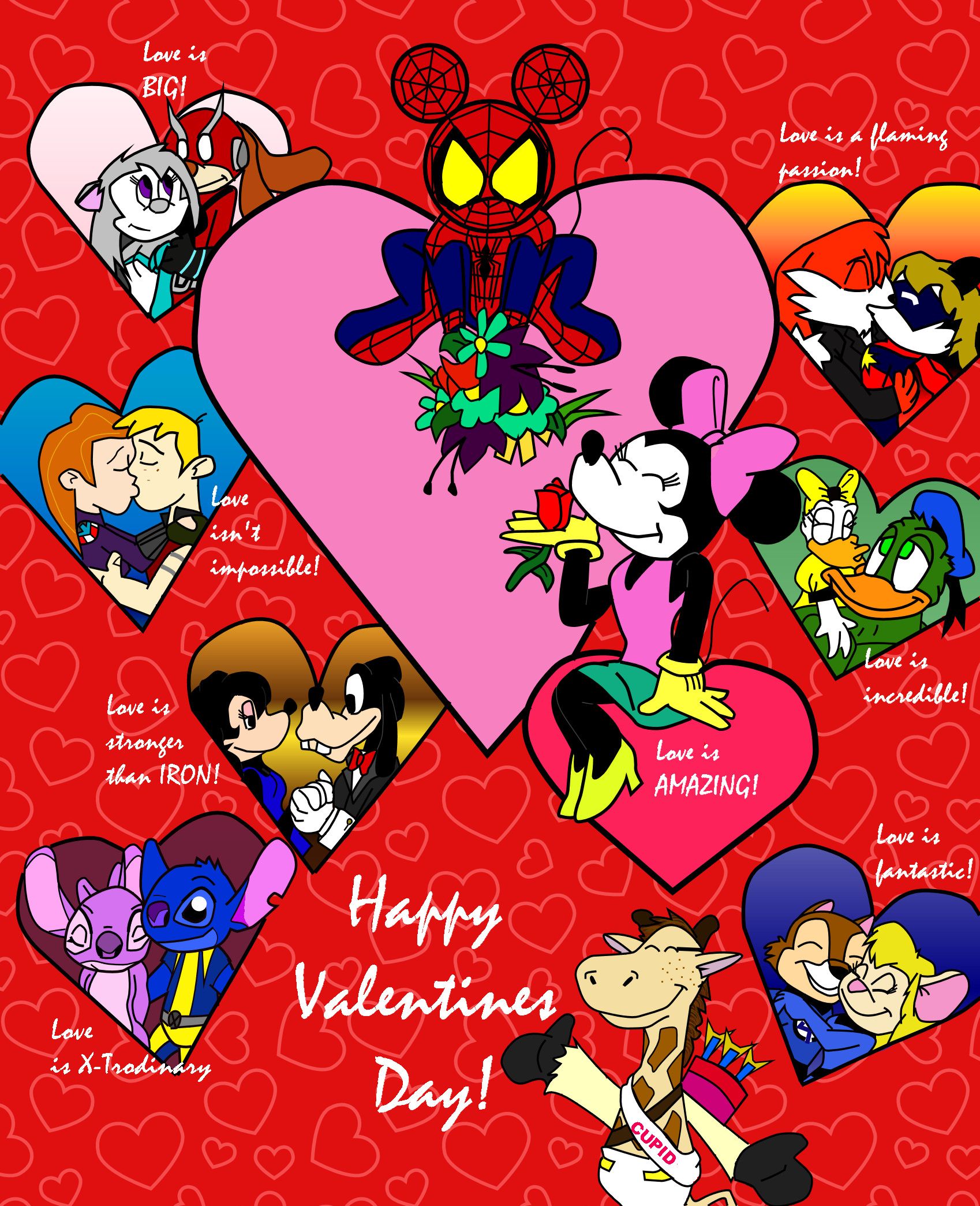 Personaggi Disney San Valentino cuori, classici d'animazione, 1698x2089 Full HD Verticale, Smartphone