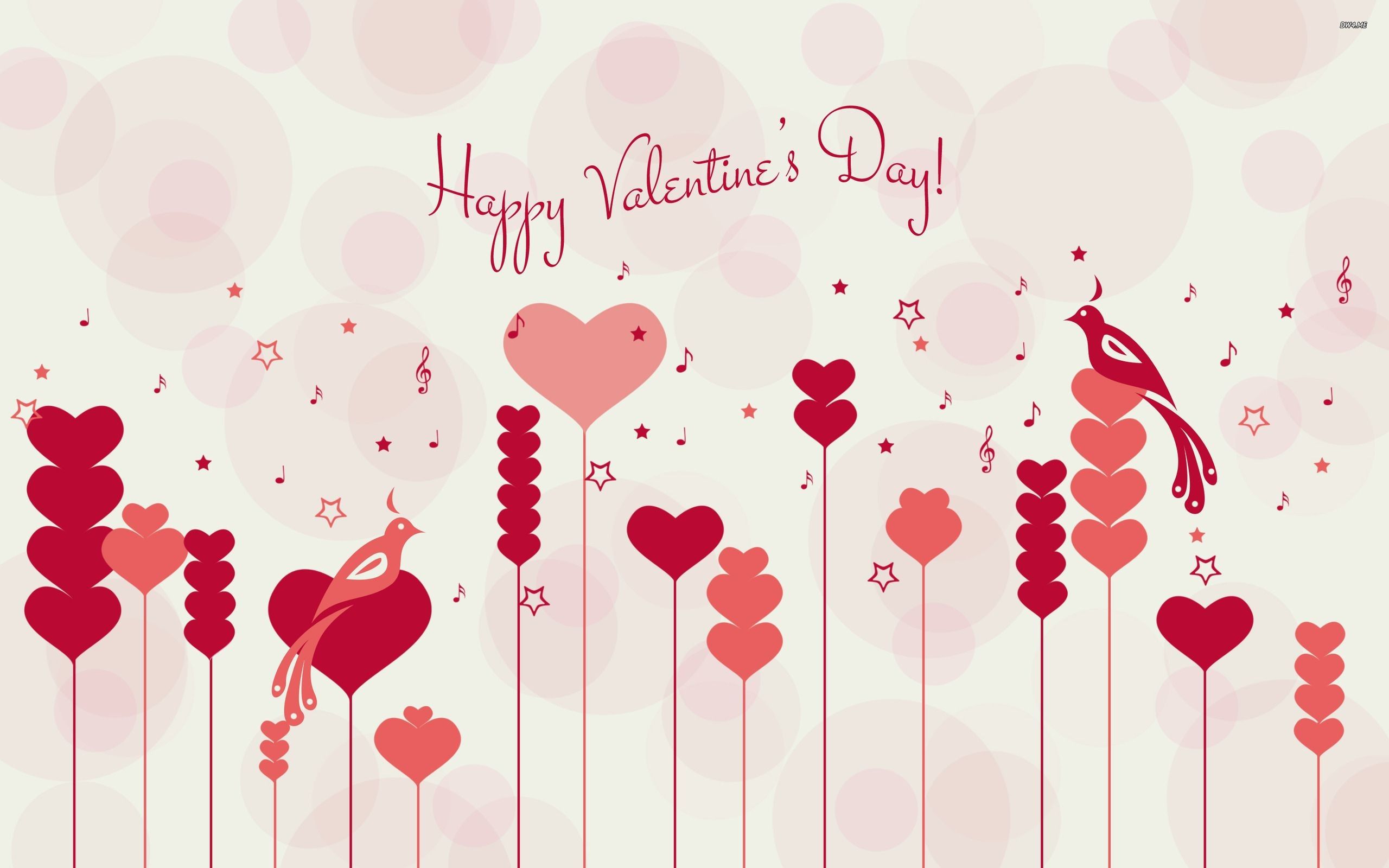 Cuori rosa uccellini San Valentino, 2560x1600 2K, Desktop