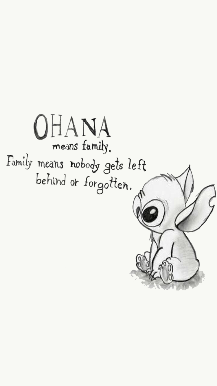 Stitch schizzo citazione Ohana, 750x1334 Verticale, Mobile