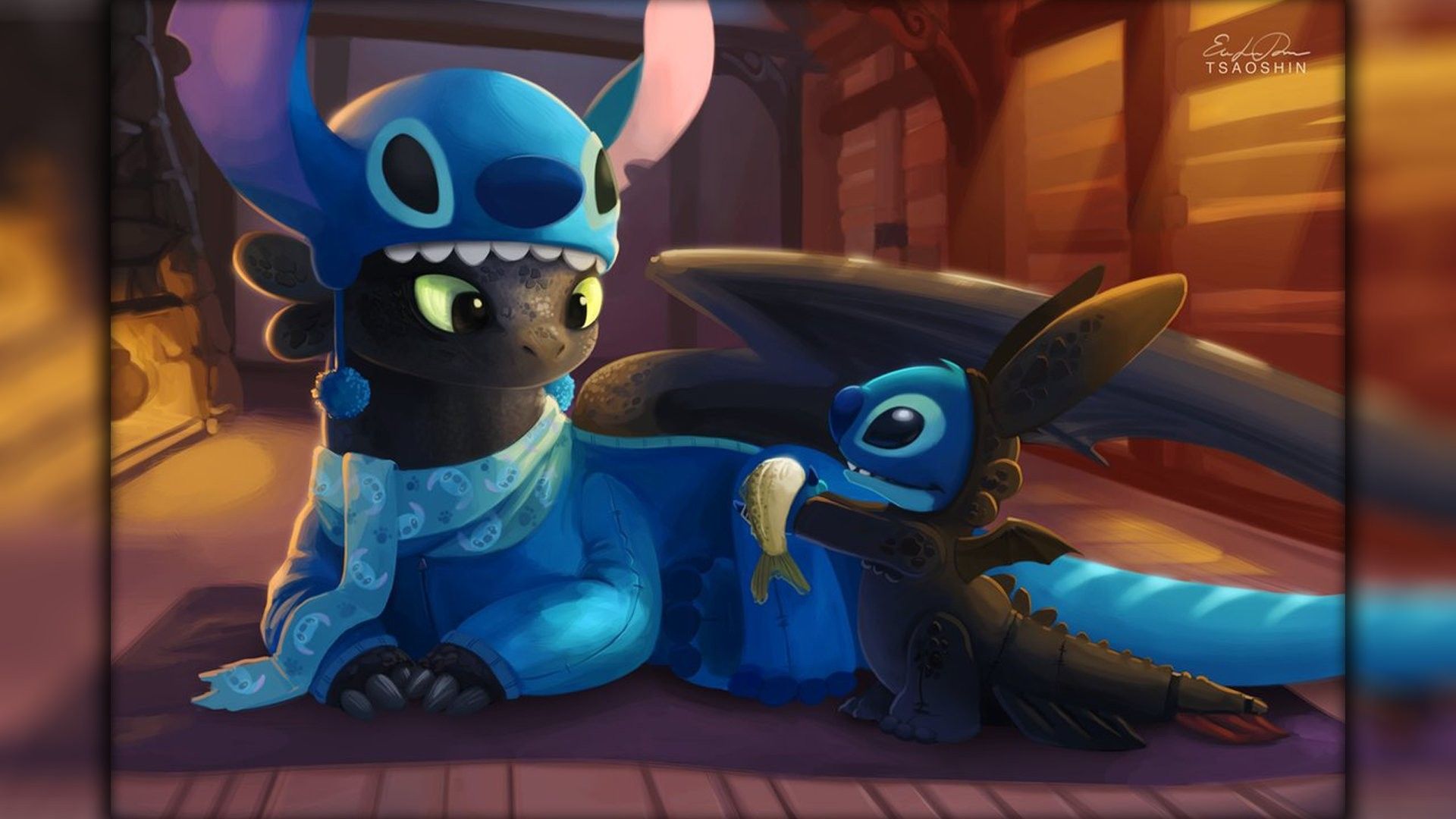 Stitch e Toothless insieme, 1920x1080 Full HD, PC