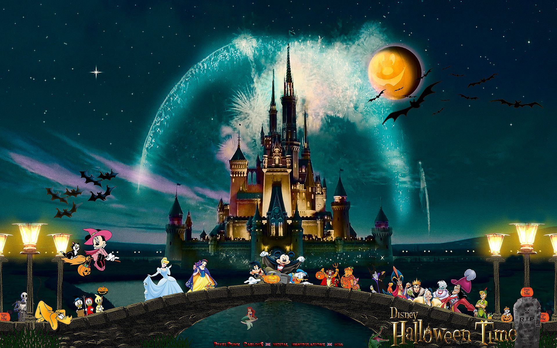 Castello Disney Halloween personaggi, 1920x1200 Full HD+ WUXGA, Desktop