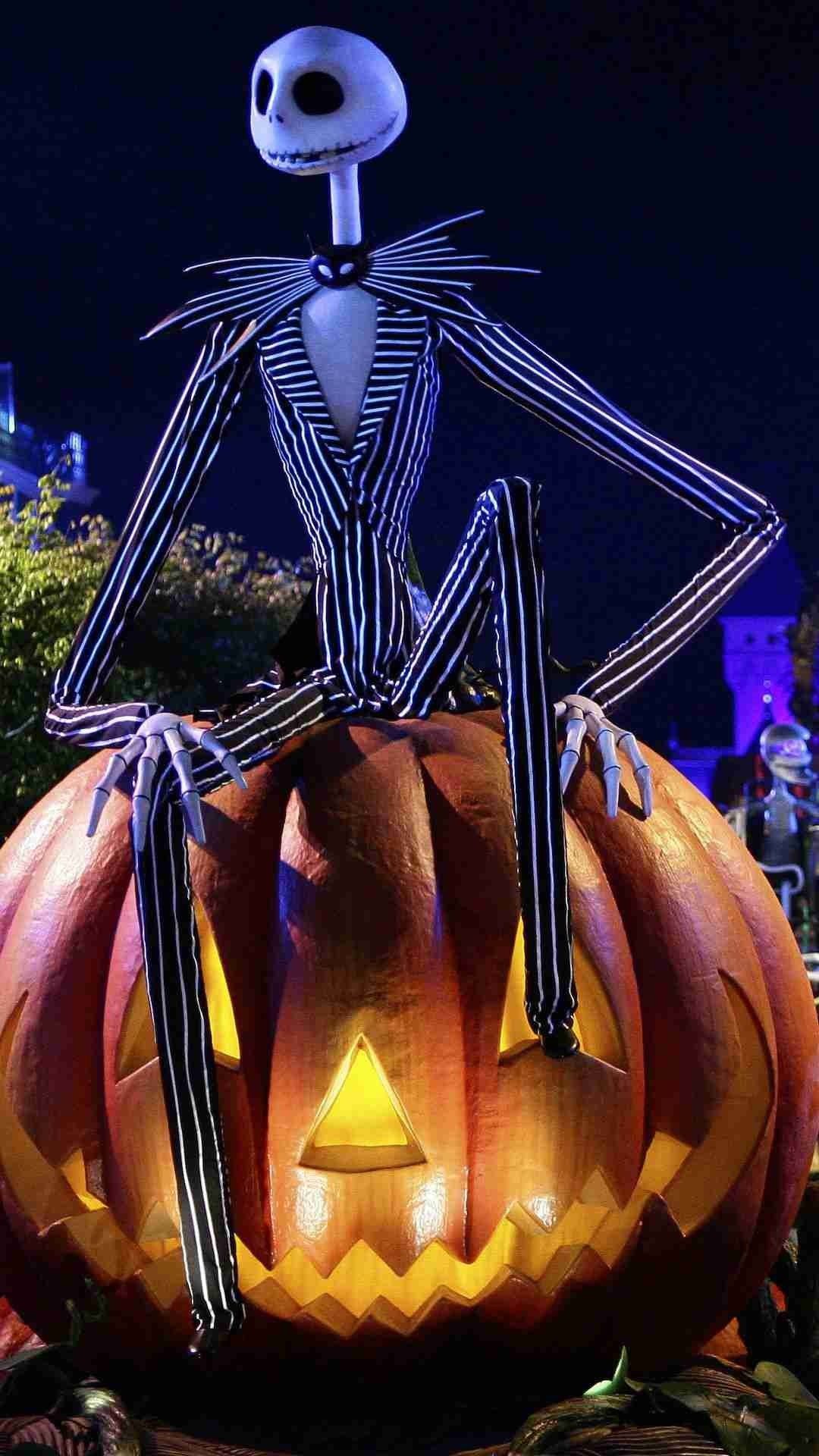 Jack Skellington su zucca Halloween, 1080x1920 Full HD Verticale, iPhone
