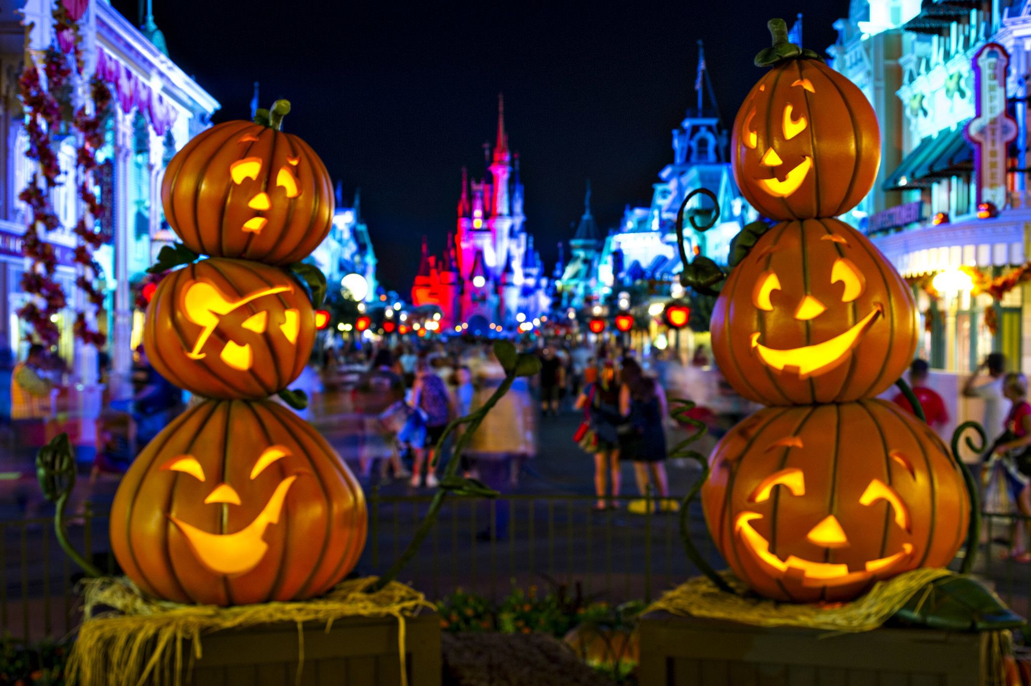 Zucche Halloween Disney World castello, 2048x1363 2K, PC