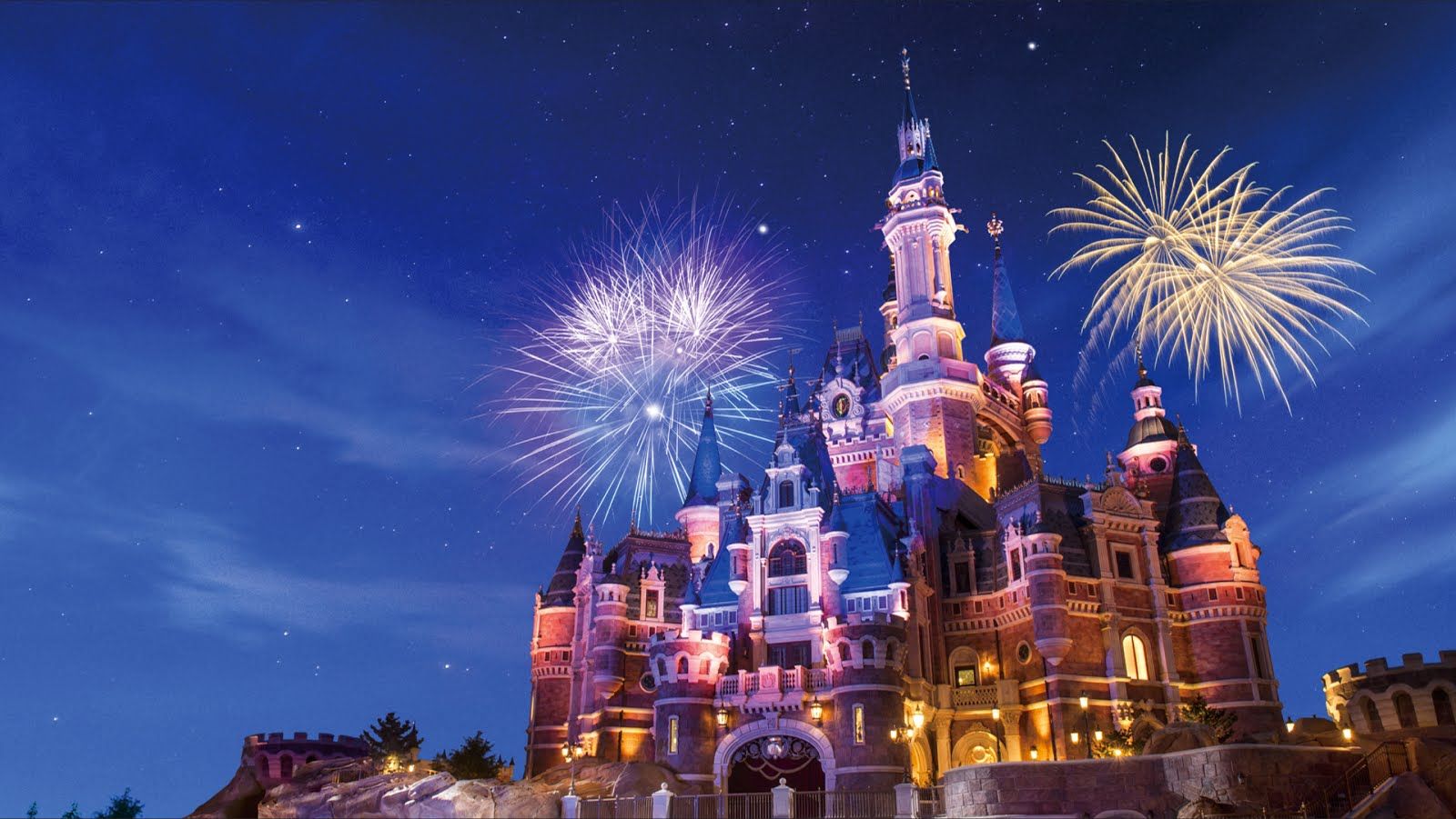 Castello Disney con fuochi d'artificio, 1600x901 HD, Monitor Gaming