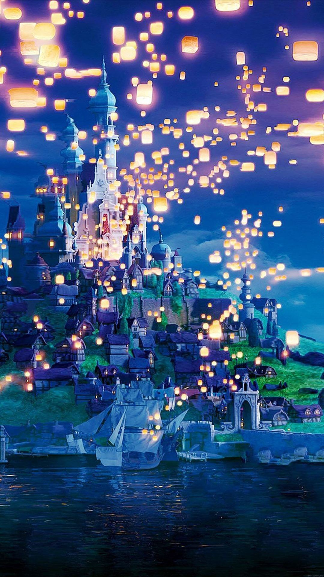 Castello Disney con lanterne volanti, 1080x1920 Full HD Verticale, iPhone Plus