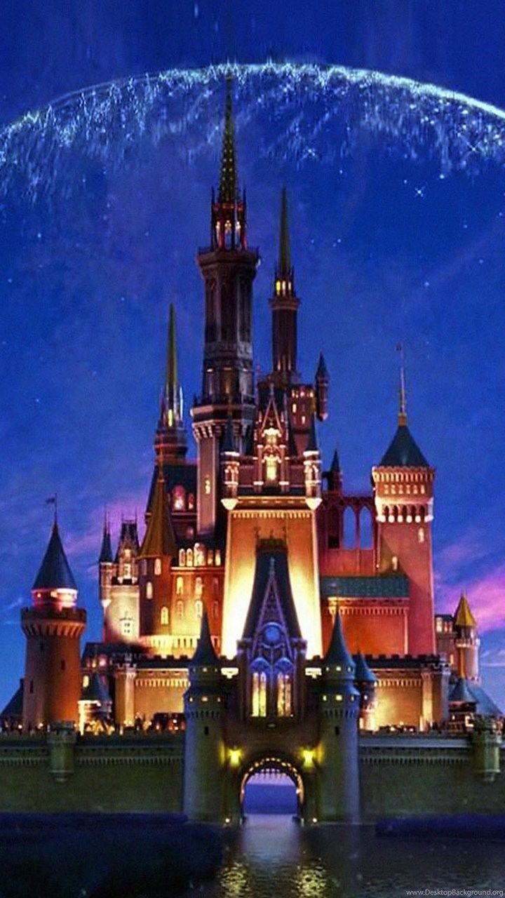 Castello Disney illuminato notte, 720x1280 Verticale, iPhone Plus