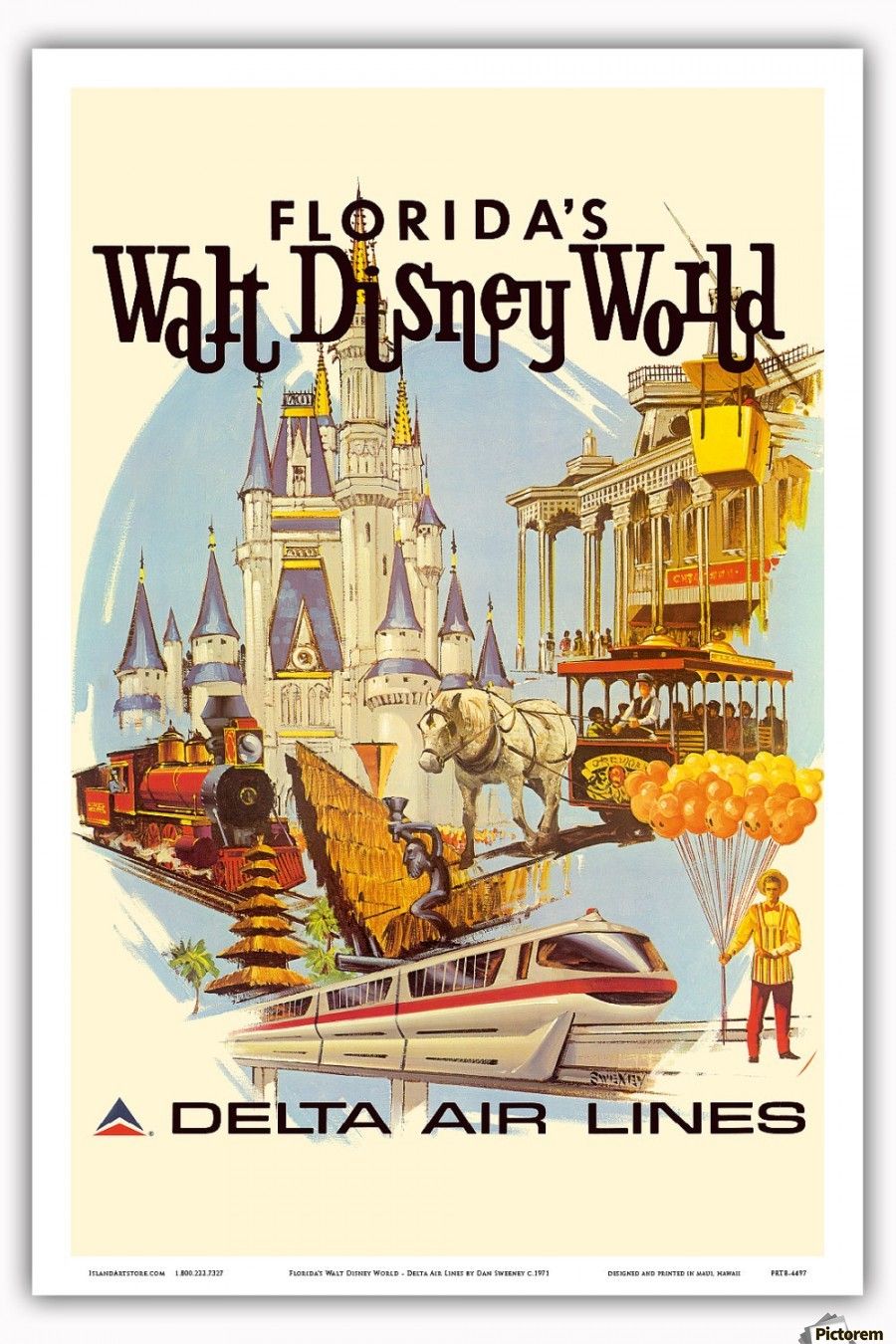 Poster vintage Walt Disney World Florida, 900x1350 Verticale, Telefono