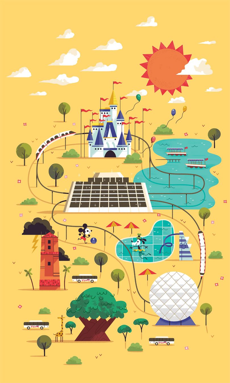 Mappa retro Disney World castello, classici d'animazione, 810x1347 Full HD Verticale, iPhone