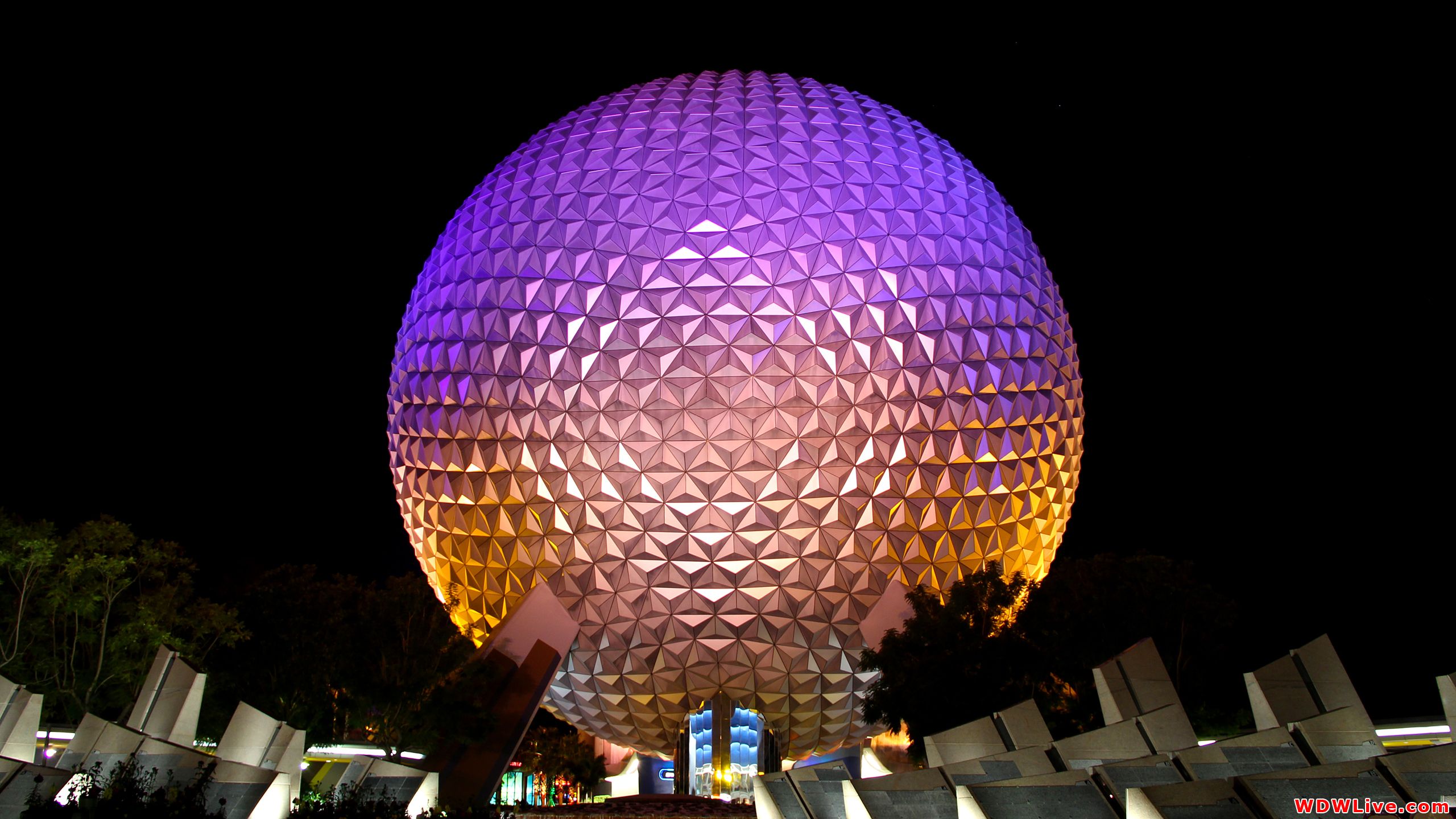 Epcot Spaceship Earth notturno, 2560x1440 2K QHD, Monitor Gaming