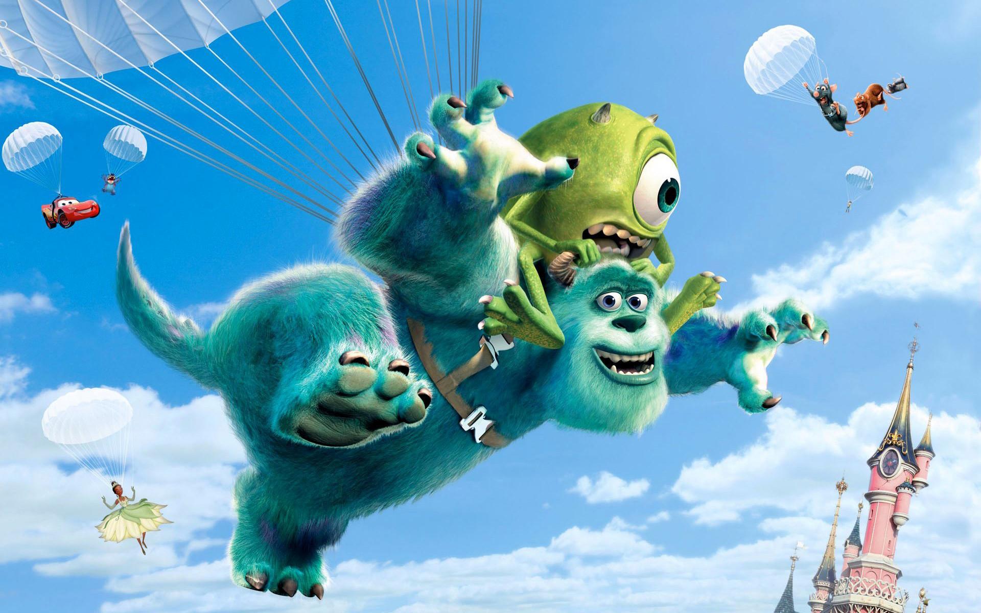 Mike e Sulley in paracadute, 1920x1200 Full HD+, PC Desktop
