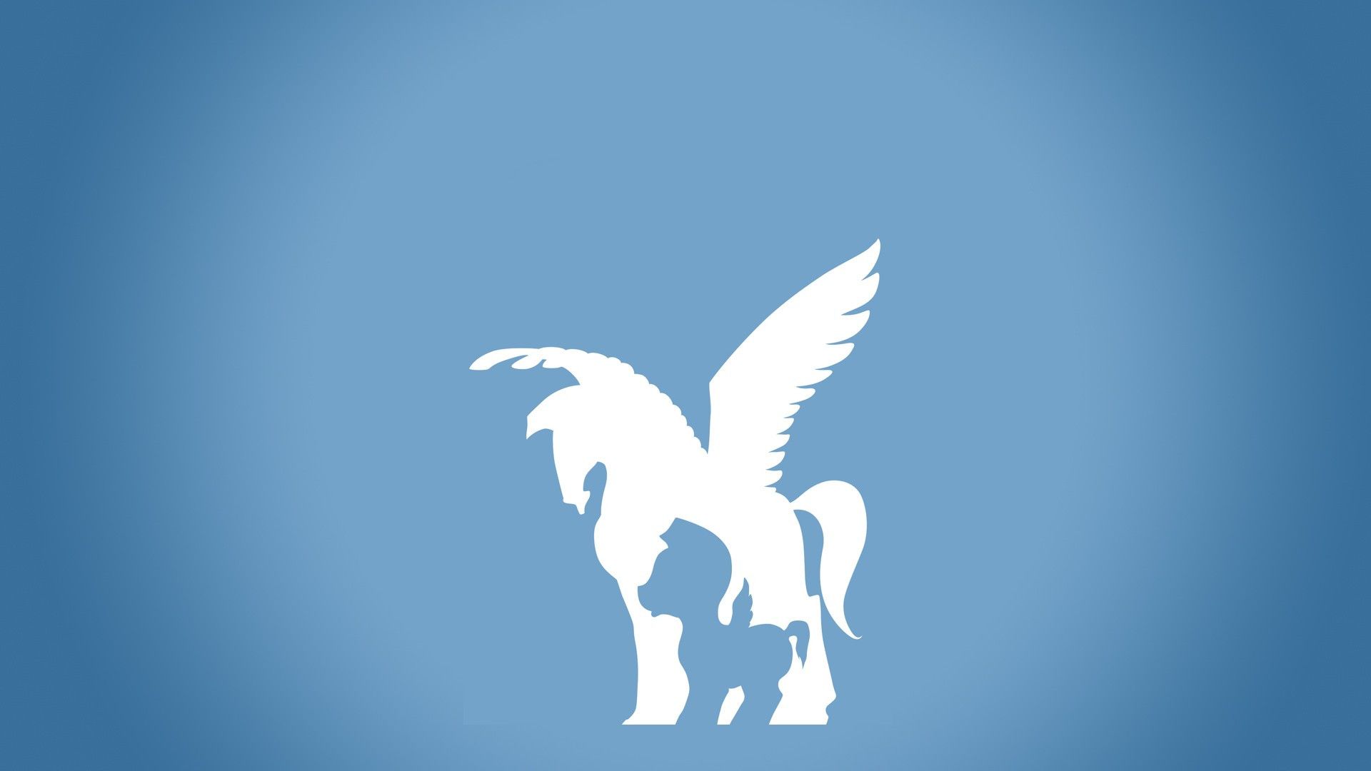 Silhouette Pegaso bianco sfondo blu, 1920x1080 Full HD 1080p, Desktop