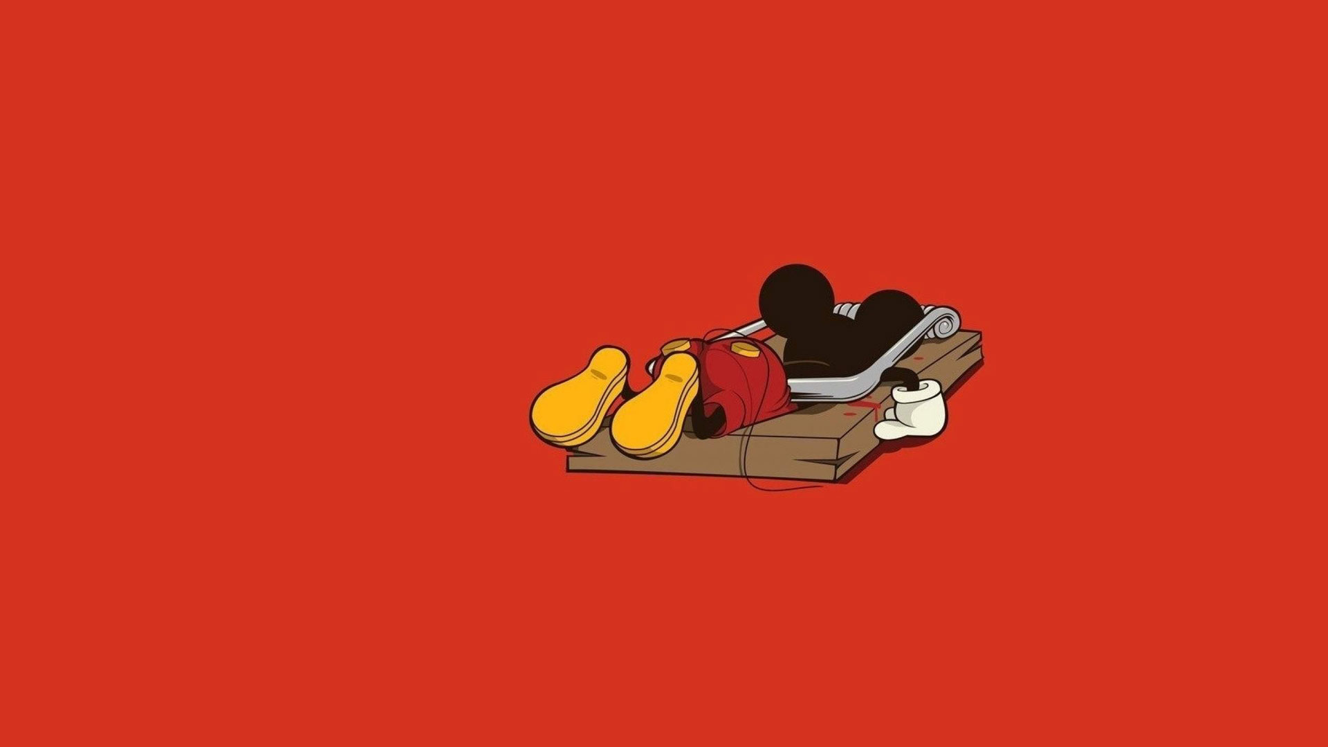 Mickey Mouse trappola sfondo rosso, 1920x1080 Full HD, Desktop