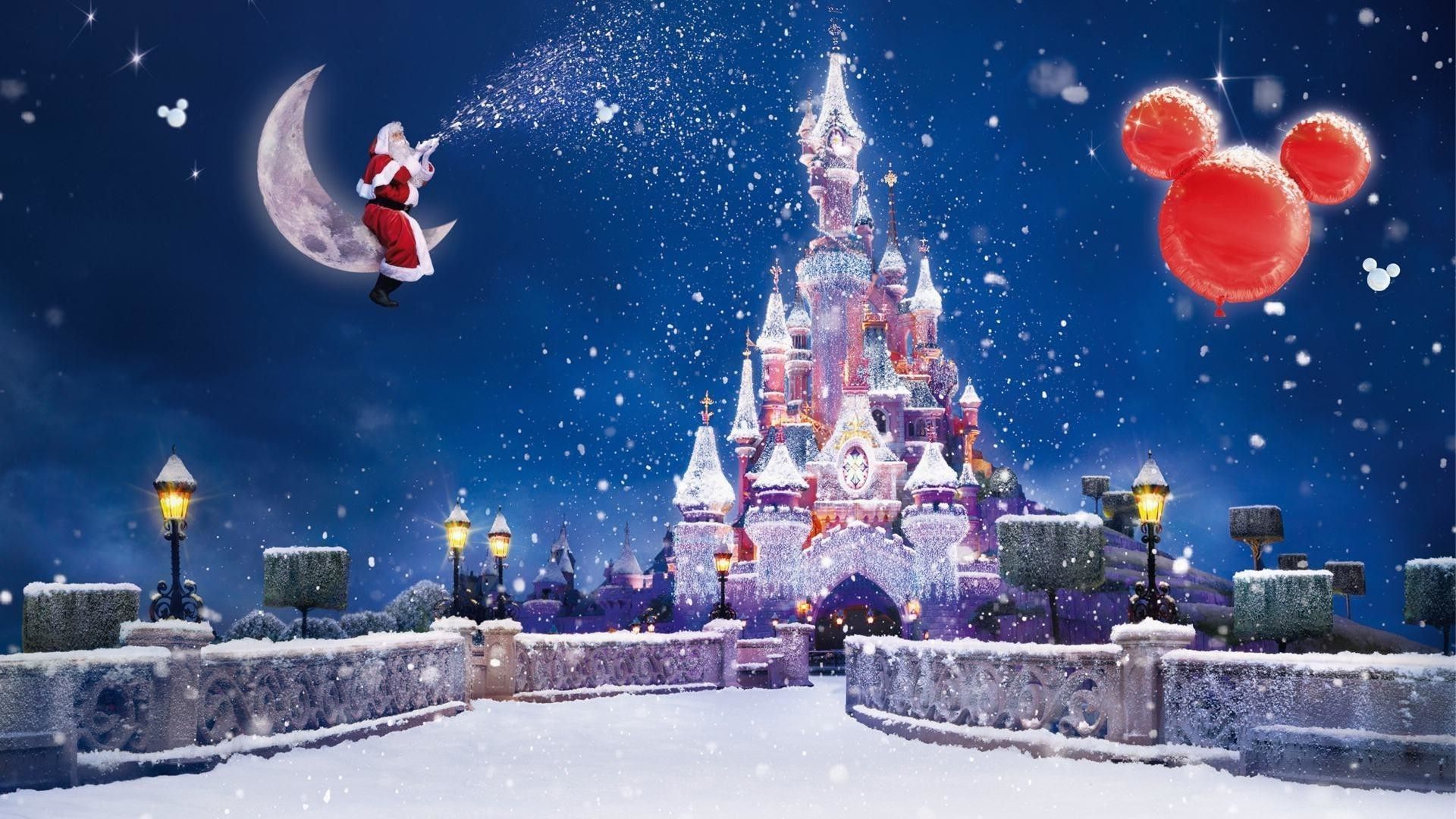 Castello Disneyland decorato Natale, 1920x1280 WUXGA, Desktop