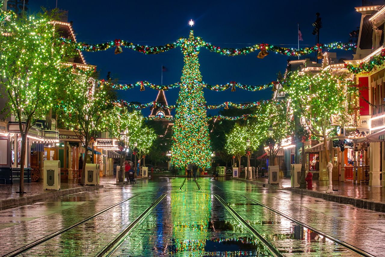Main Street Disneyland notturna natalizia, 1920x1200 WUXGA, iMac