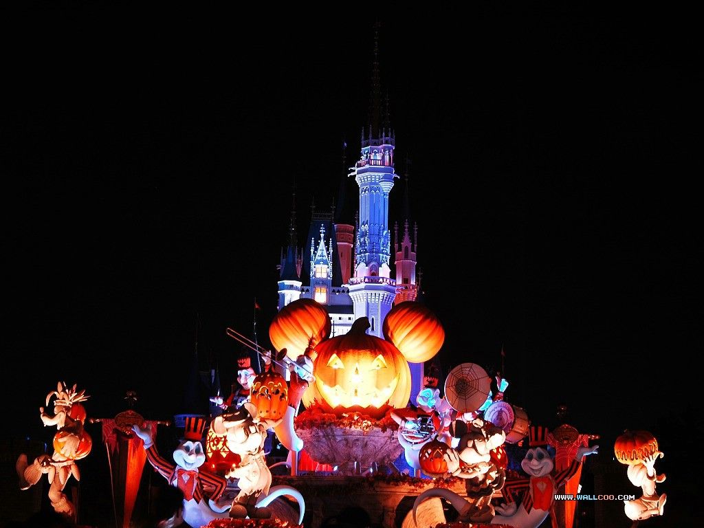 Castello Disneyland Halloween notturno, 1024x768 HD, Desktop