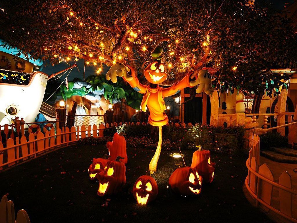 Zucche Halloween Disneyland notturno, 1024x768 HD, Desktop