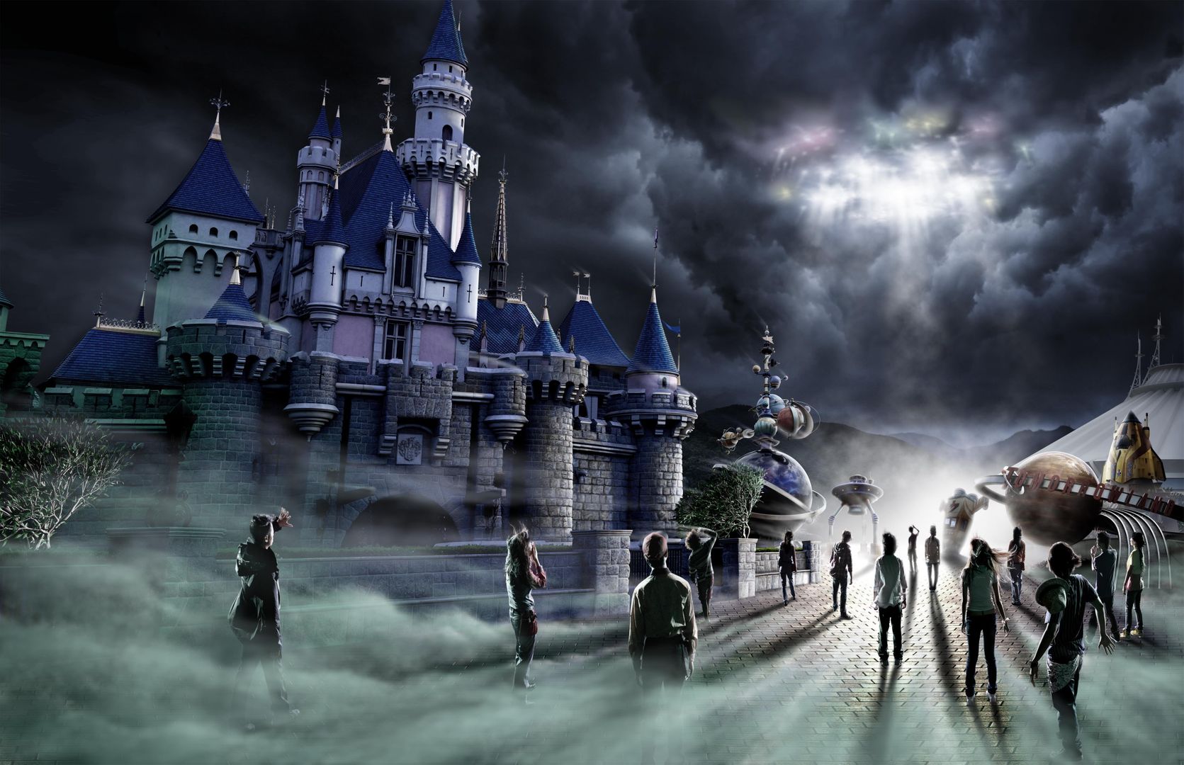 Castello Disneyland con nebbia, 1671x1080 HD, PC