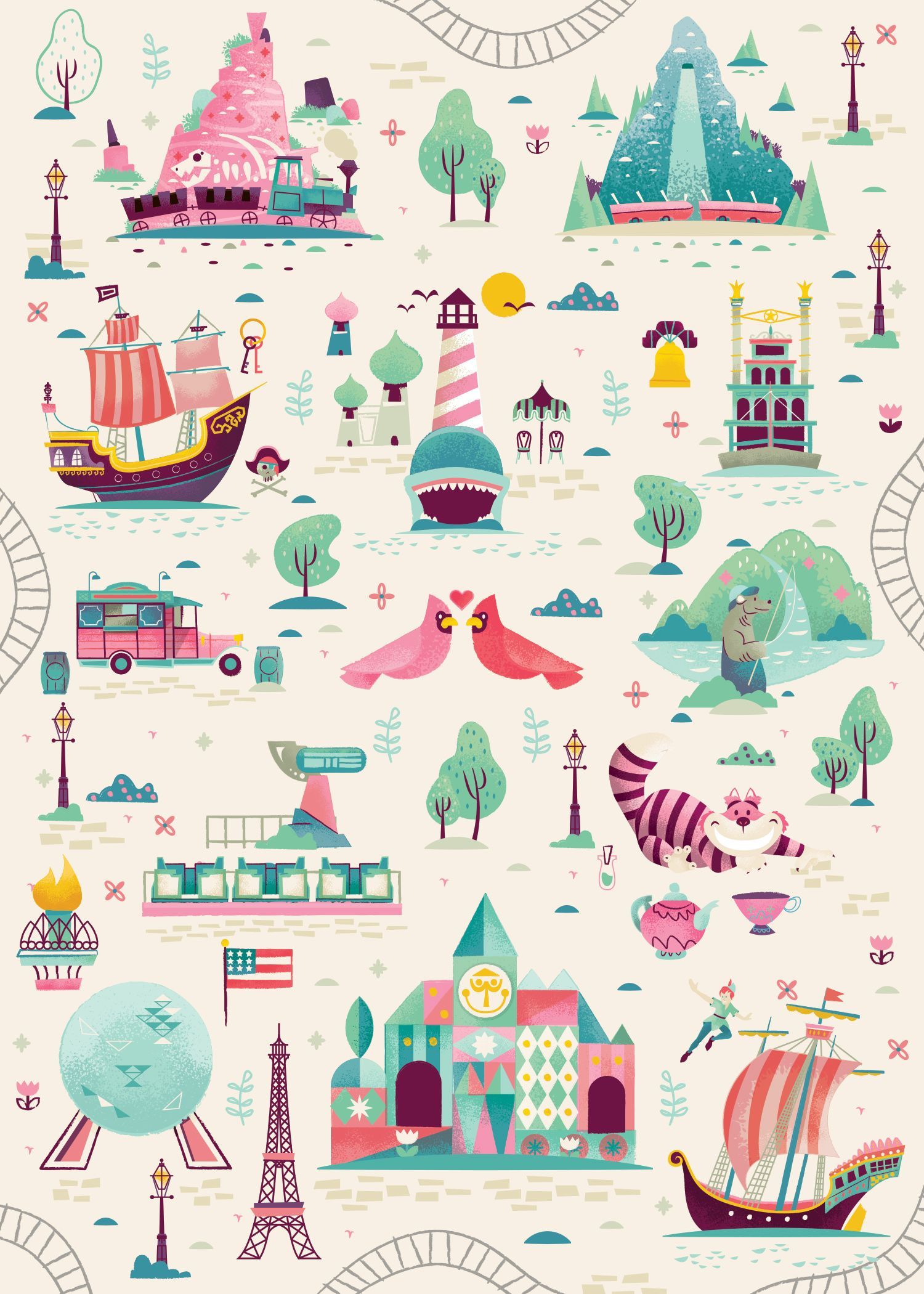 Pattern icone Disney retro, 1500x2100 Verticale, Android