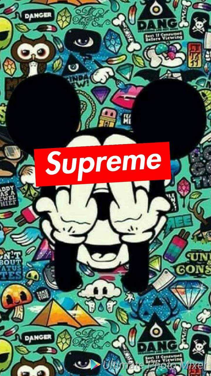 Mickey Mouse dito medio Supreme, streetwear, 719x1280 Verticale, Mobile