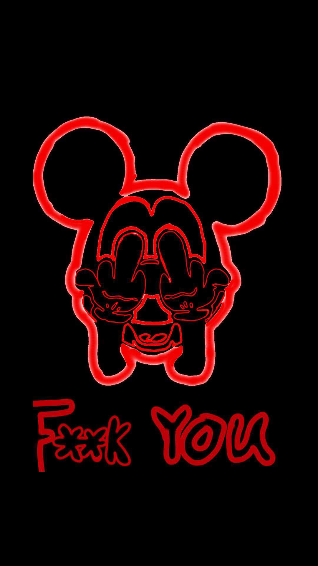 Mickey Mouse dito medio neon, 1080x1920 Full HD Verticale, Smartphone