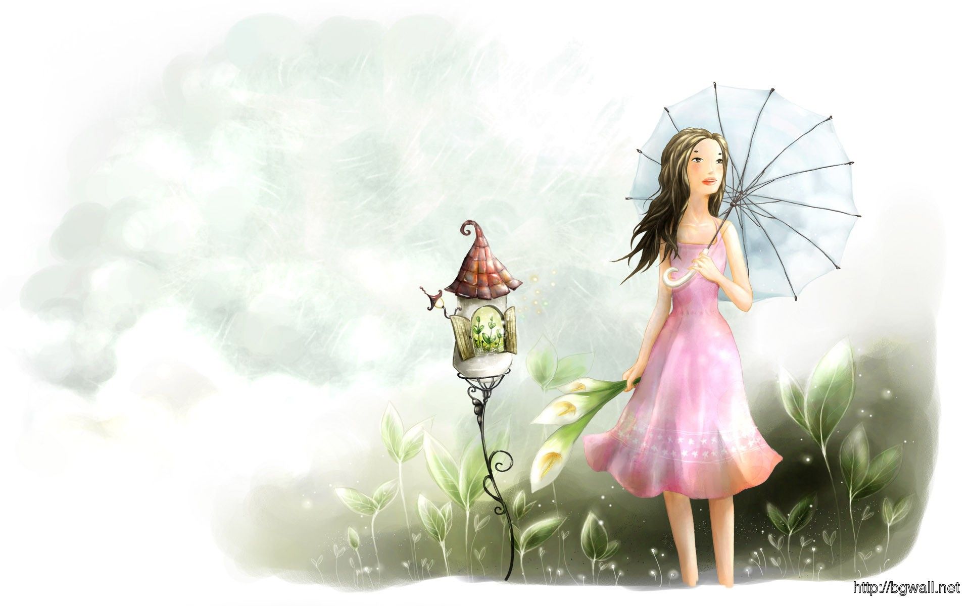 Ragazza con ombrellino e lanterna, 1920x1200 WUXGA, Laptop